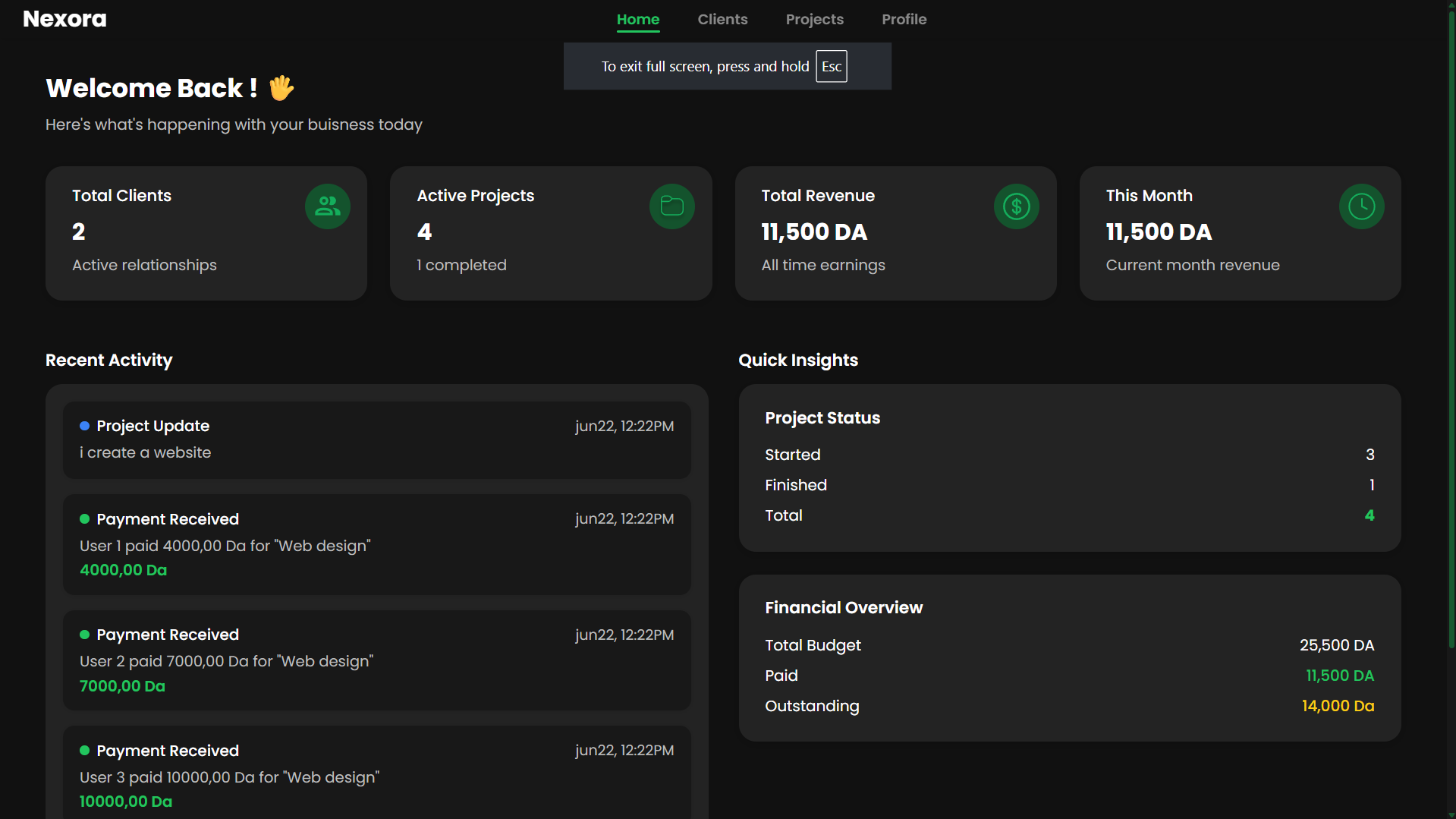 NEXORA Platform Screenshot 2